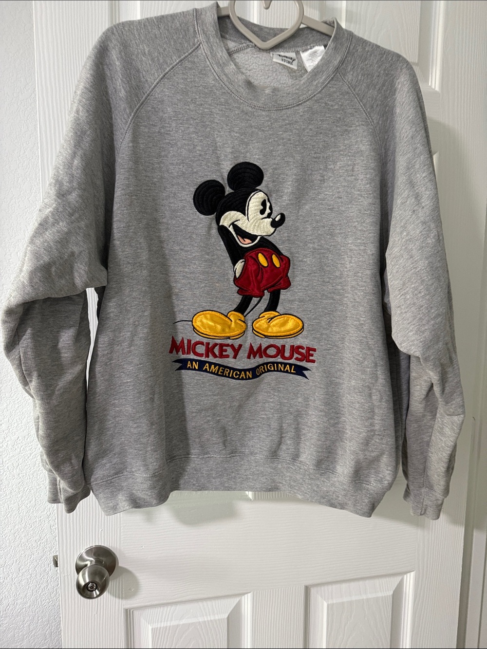 Disney Grey Crewneck Sweatshirt with Embroidered Mickey